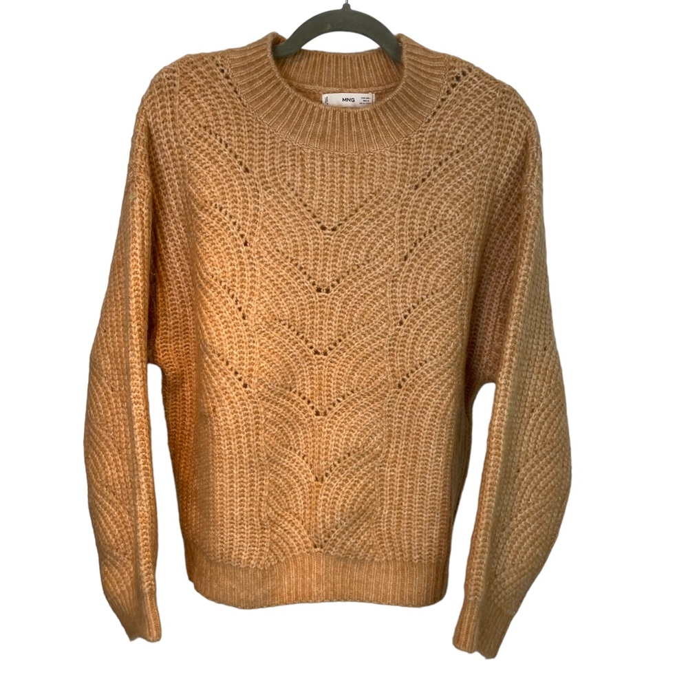NWT Mango Contrasting Knit Sweater‎ Camel Large - Picture 4 of 13